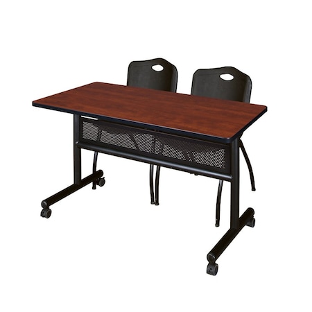 Kobe Rectangle FlipTop Table, 48" W, 29" H, Laminate Top, Cherry MKFTM4824CH47BK